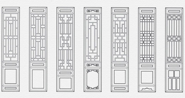 宣州常用中式仿古花窗图案隔断设计图